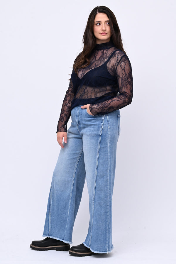 Lupetto pizzo bottone - Blu