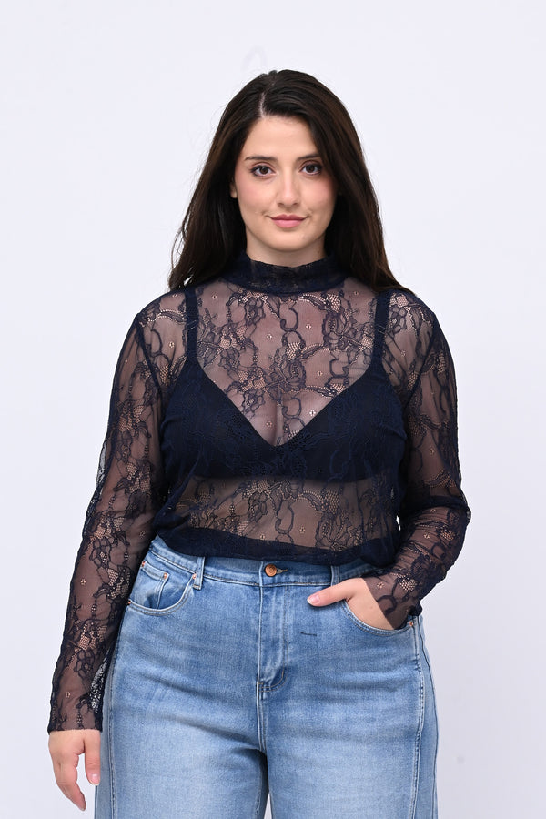 Lupetto pizzo bottone - Blu