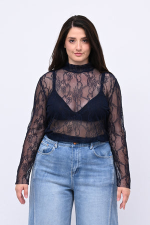 Lupetto pizzo bottone - Blu