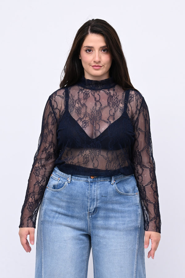 Lupetto pizzo bottone - Blu