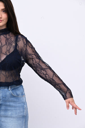 Lupetto pizzo bottone - Blu