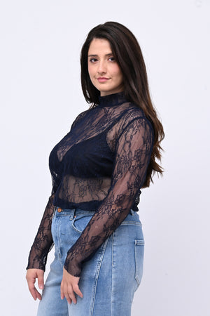 Lupetto pizzo bottone - Blu