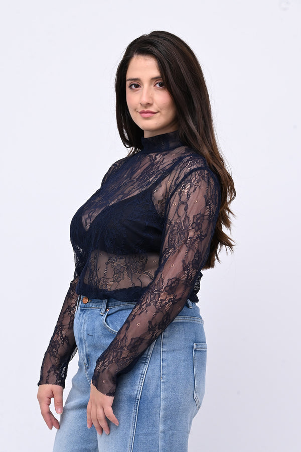 Lupetto pizzo bottone - Blu