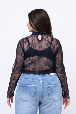 Lupetto pizzo bottone - Blu