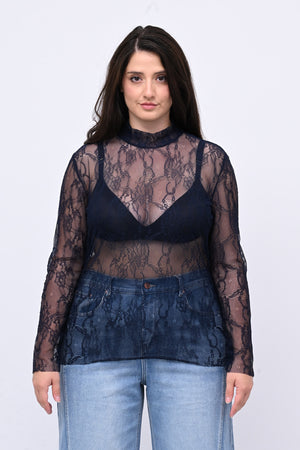 Lupetto pizzo bottone - Blu