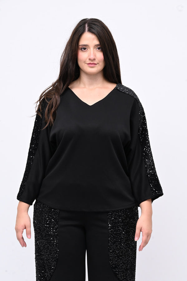 Tuta paillettes laccio schiena - Nero