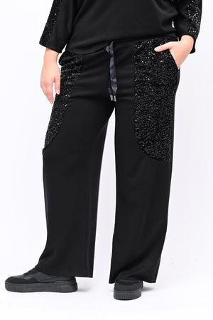 Tuta paillettes laccio schiena - Nero