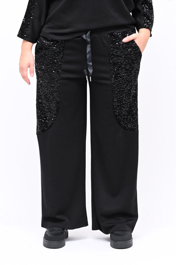 Tuta paillettes laccio schiena - Nero