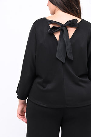 Tuta paillettes laccio schiena - Nero