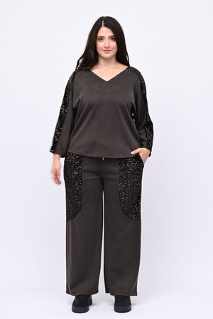 Tuta paillettes laccio schiena - Moro