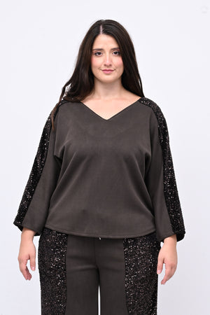 Tuta paillettes laccio schiena - Moro