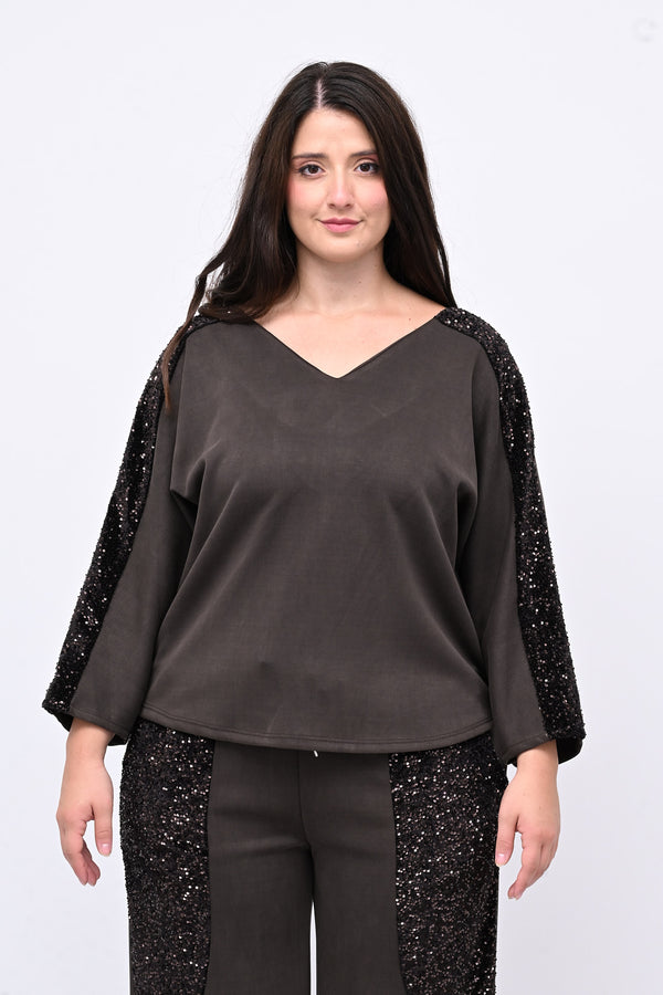 Tuta paillettes laccio schiena - Moro