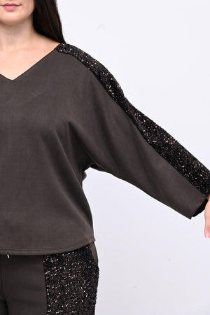 Tuta paillettes laccio schiena - Moro