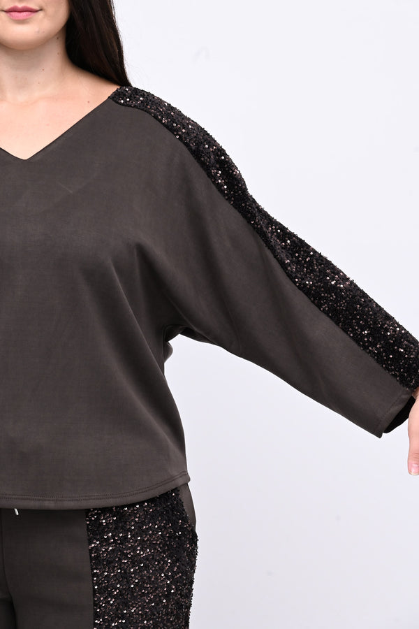 Tuta paillettes laccio schiena - Moro