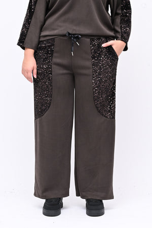 Tuta paillettes laccio schiena - Moro