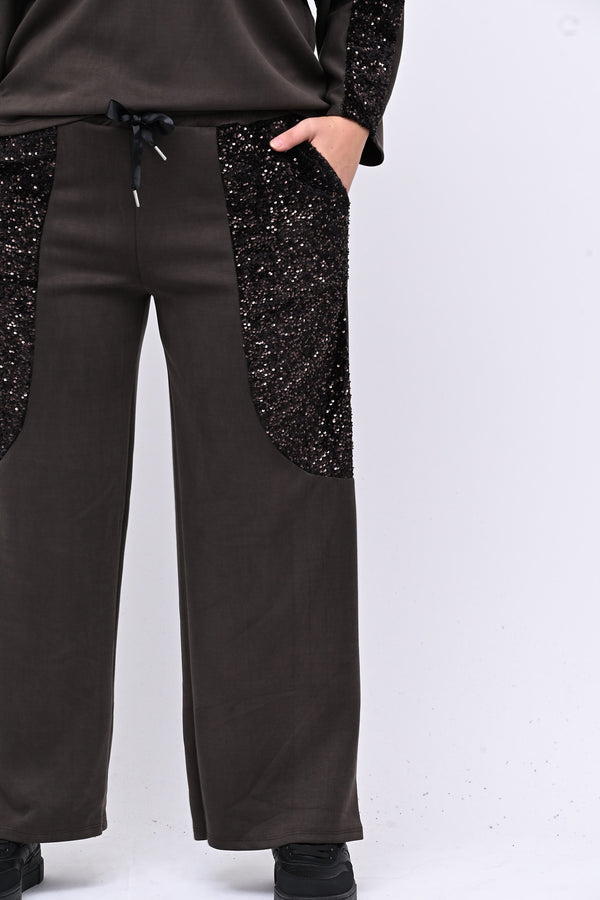 Tuta paillettes laccio schiena - Moro