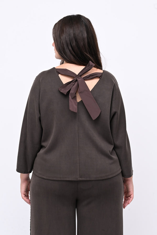 Tuta paillettes laccio schiena - Moro