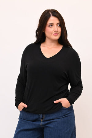 Maglia misto cachemire V - Nero