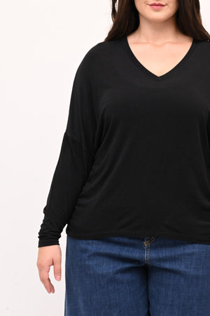 Maglia misto cachemire V - Nero