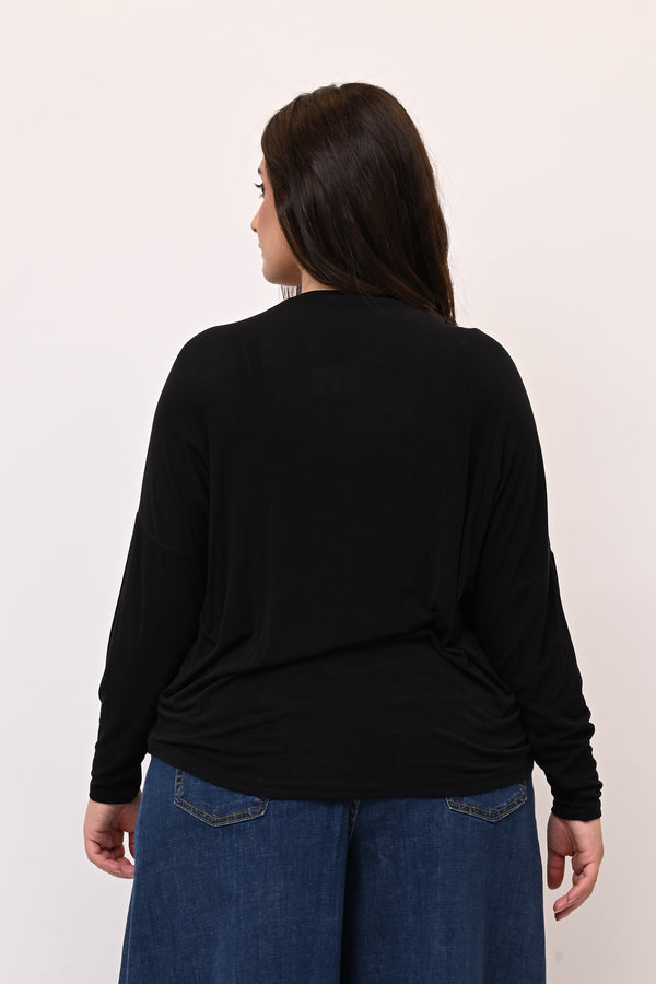 Maglia misto cachemire V - Nero