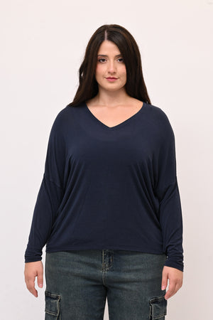 Maglia misto cachemire V - Blu