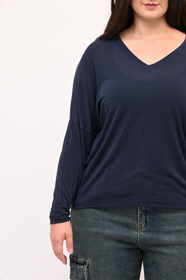 Maglia misto cachemire V - Blu