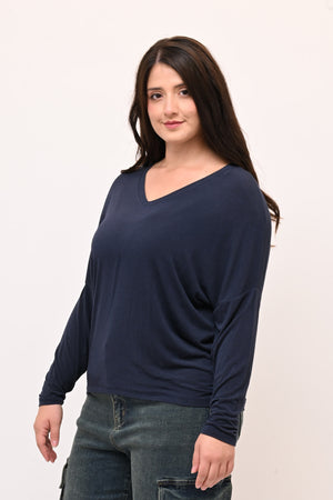 Maglia misto cachemire V - Blu