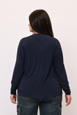 Maglia misto cachemire V - Blu