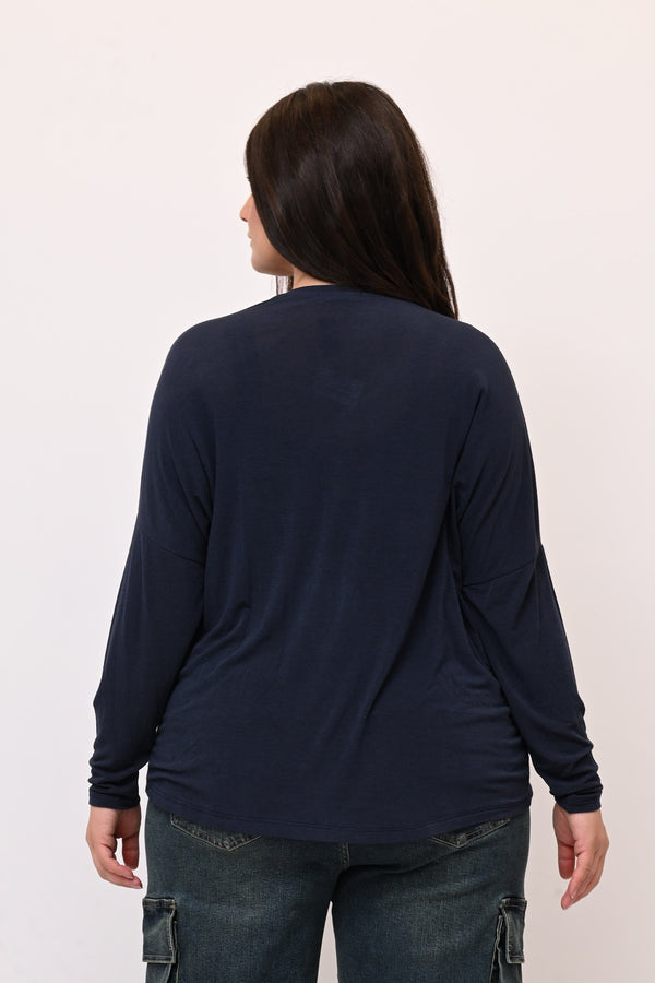 Maglia misto cachemire V - Blu