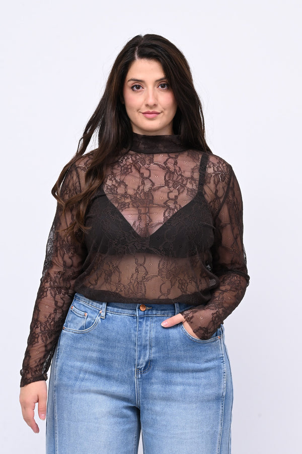 Lupetto pizzo bottone - Moro