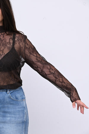 Lupetto pizzo bottone - Moro