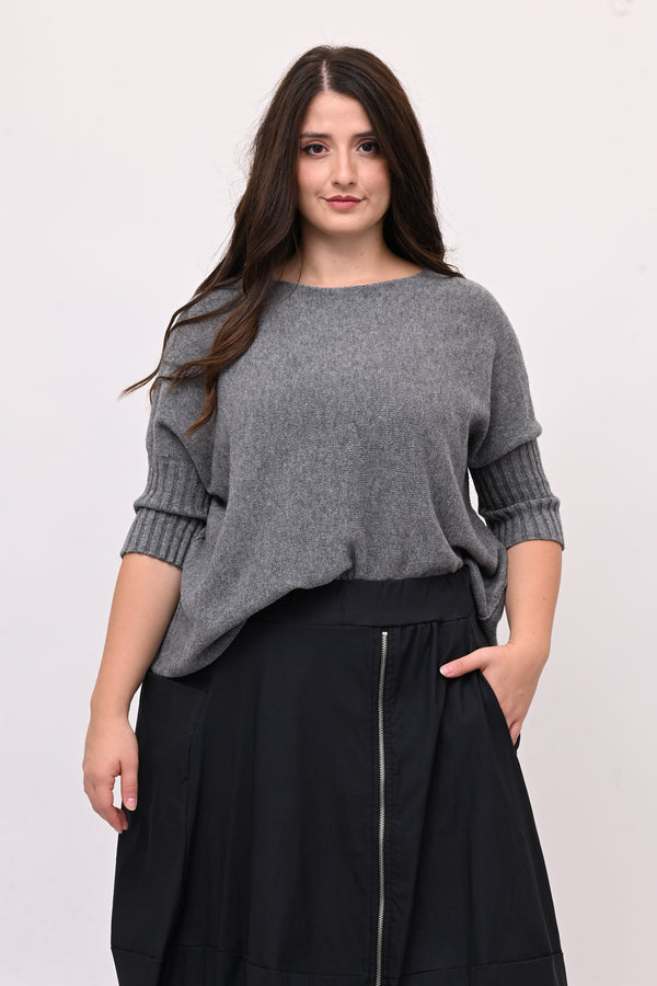 Pull scatola manica coste - Grigio