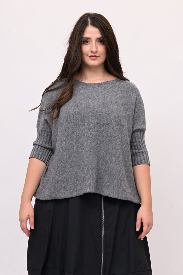 Pull scatola manica coste - Grigio