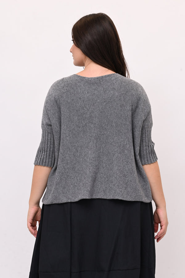Pull scatola manica coste - Grigio