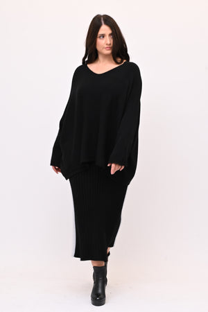 Completo gonna coste calda viscosa - Nero