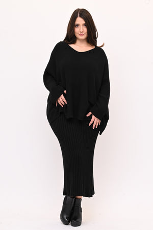 Completo gonna coste calda viscosa - Nero