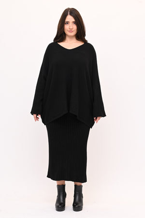 Completo gonna coste calda viscosa - Nero