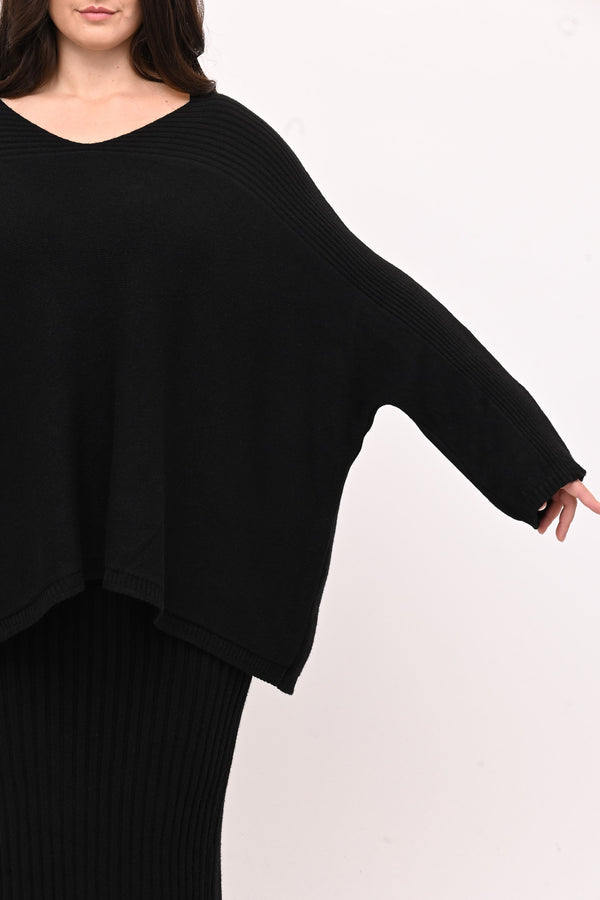 Completo gonna coste calda viscosa - Nero