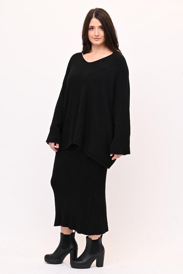 Completo gonna coste calda viscosa - Nero