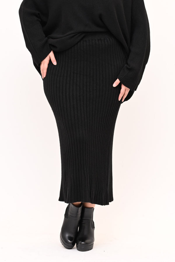 Completo gonna coste calda viscosa - Nero