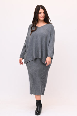 Completo gonna coste calda viscosa - Grigio