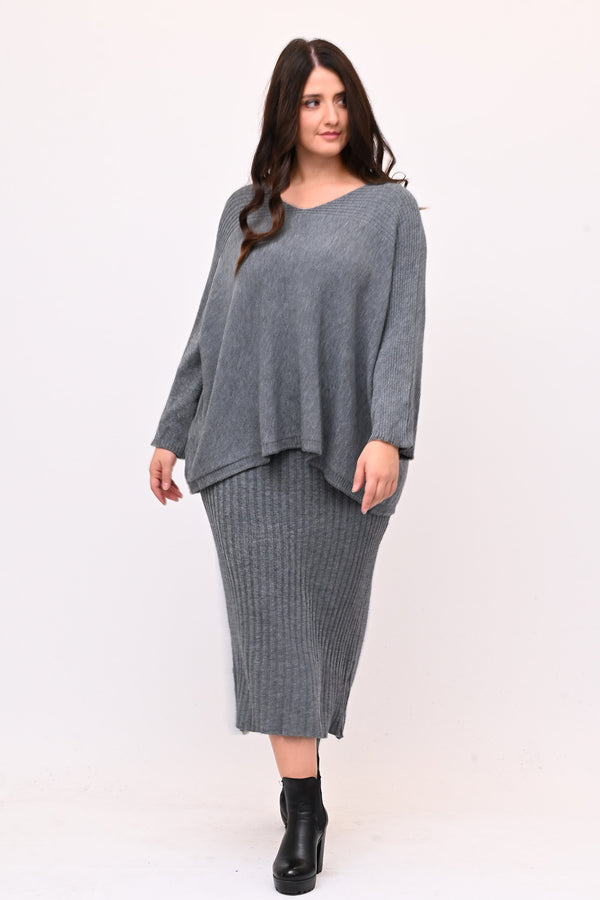 Completo gonna coste calda viscosa - Grigio