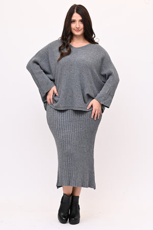 Completo gonna coste calda viscosa - Grigio