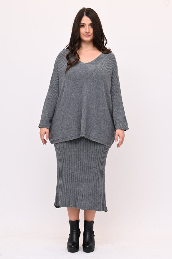 Completo gonna coste calda viscosa - Grigio