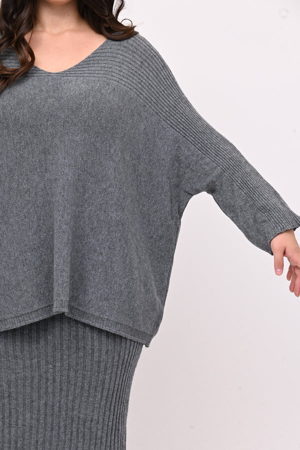 Completo gonna coste calda viscosa - Grigio