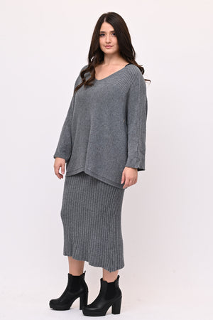 Completo gonna coste calda viscosa - Grigio