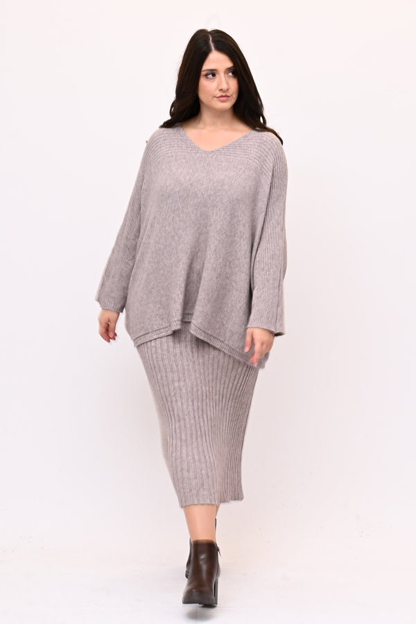 Completo gonna coste calda viscosa - Visone