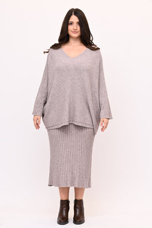 Completo gonna coste calda viscosa - Visone