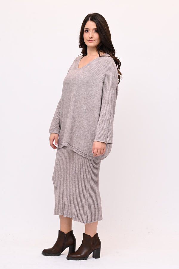 Completo gonna coste calda viscosa - Visone