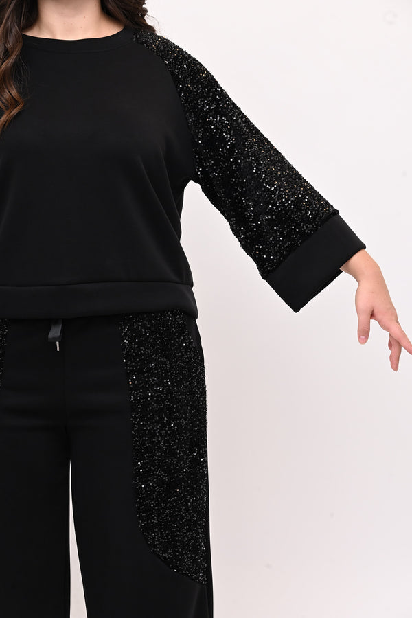 Tuta paillettes scuba - Nero